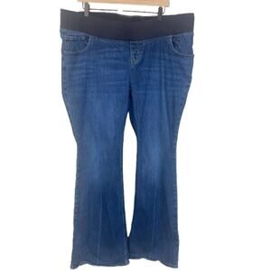 Old Navy Maternity Dark Wash Denim Maternity Flare Leg Jeans Front Low Panel 18